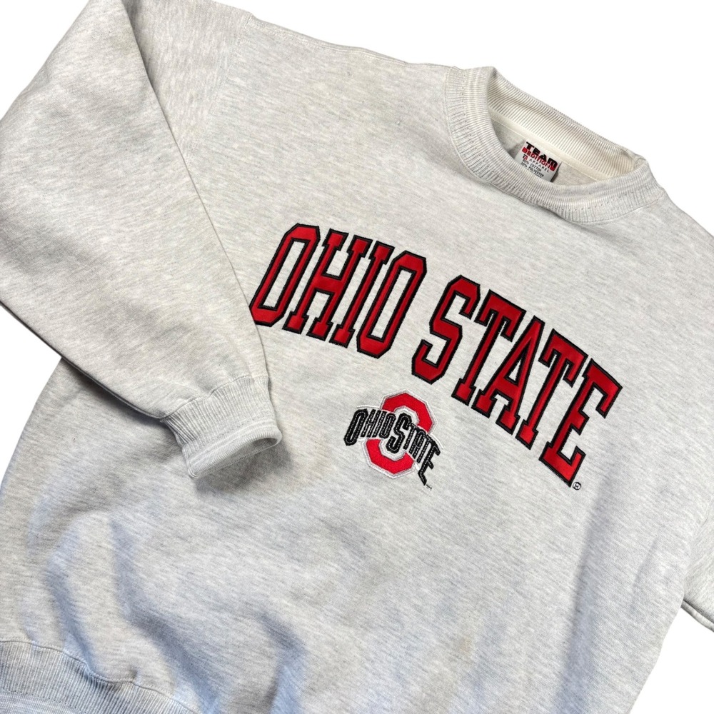 VTG‎ Ohio State Sweatshirt Mens L Gray NCAA Buckeyes Embroidered Crew streetwear